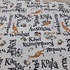 Australia Animals Fabric Koala Kangaroo Platypus 1 .1/4 YARDS